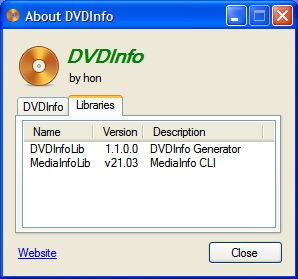 About DVDInfo 1.1.0r0 Libraries