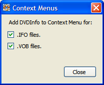 DVDInfo 1.2.1r0 Context Menu